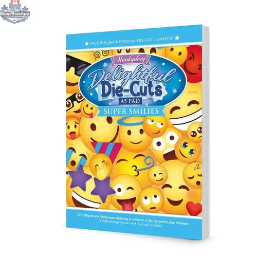 Precut 3D card toppers featuring cheerful smiley faces from Ecstasy Crafts' Delightful Die-Cuts Super Smiles collection.