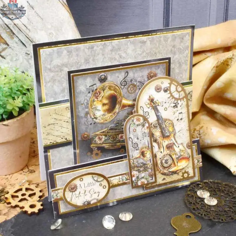 Ecstasy Crafts Clockwork Curiosities Mirri Selection specialty paper with intricate metallic and reflective designs for craft projects.