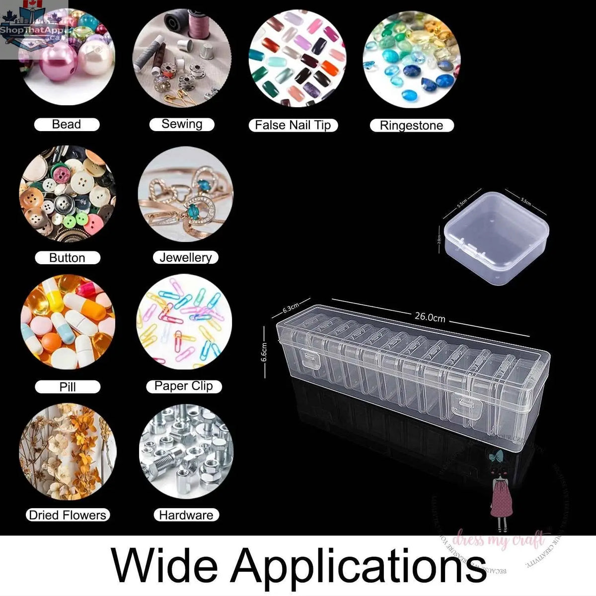 Ecstasy Crafts Dress My Craft 12-in-1 Slimline Storage Box for organizing craft supplies with multiple compartments.