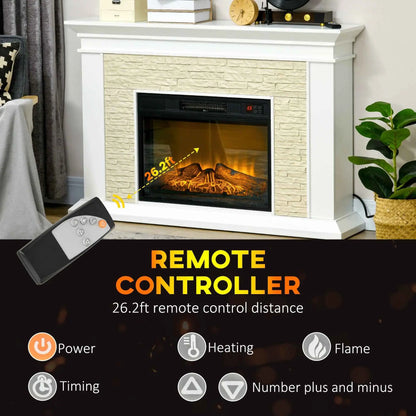White Archie 31.5-inch electric fireplace with mantel and overheat protection, by SLOTH Nation, showcasing modern home décor.