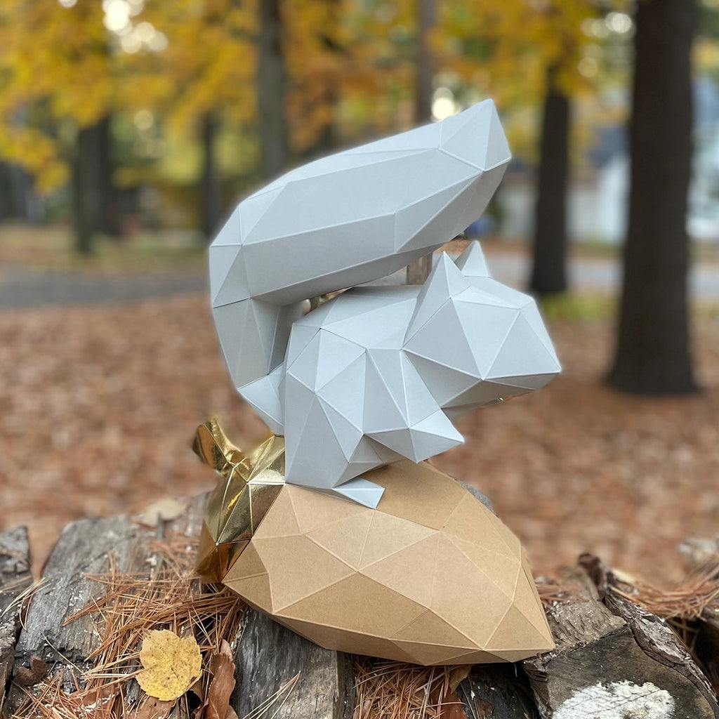 DIY Squirrel 3D LUX Paper model Origami Kit, 3D Papercraft activity - Www.Shopthatapp.ca