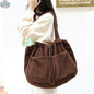 Ins Corduroy Shoulder Bags Drawstring Multi-pocket Handbag Women Underarm Bags - Shopthatapp.ca
