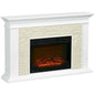 White Archie 31.5-inch electric fireplace with mantel and overheat protection, featuring realistic flame display and modern home decor style.