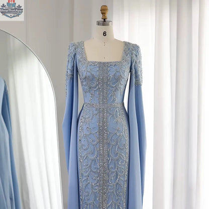 Elegant Threads evening kaftan gown with cape sleeves, perfect for elegant occasions, shown in image IMG_2115.