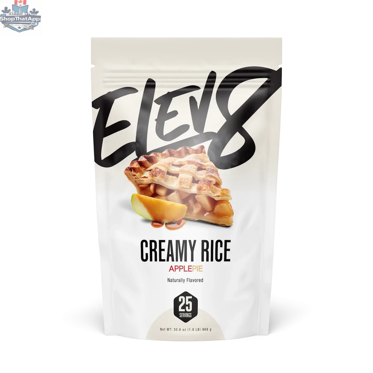 Cream of Rice dessert by Elev8 featuring a homemade apple pie flavor, served in a bowl with fresh apple slices and cinnamon.