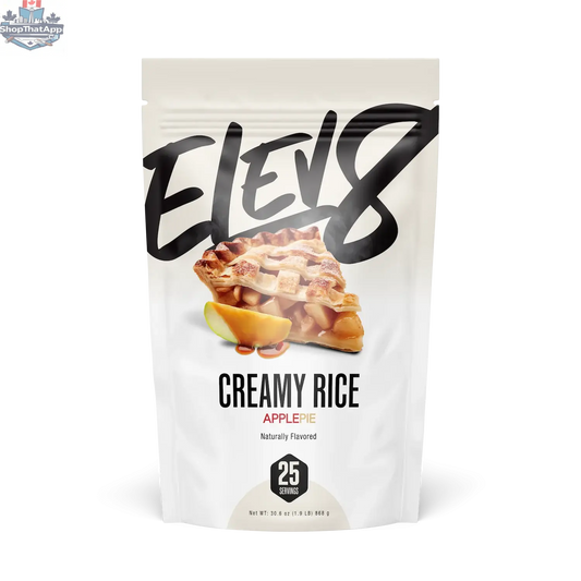 Cream of Rice dessert by Elev8 featuring a homemade apple pie flavor, served in a bowl with fresh apple slices and cinnamon.