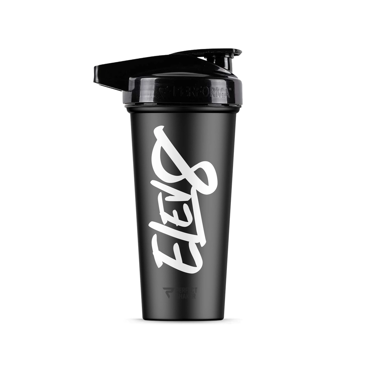 Black Elev8 Activ Shaker Bottle for effortless mixing and hydration, designed for fitness and sports enthusiasts.
