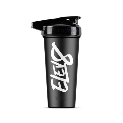 Black Elev8 Activ Shaker Bottle for effortless mixing and hydration, designed for fitness and sports enthusiasts.