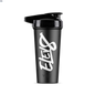 Black Elev8 Activ shaker bottle for water mixing and hydration, featuring a screw-on lid and mixing ball for smooth beverages.