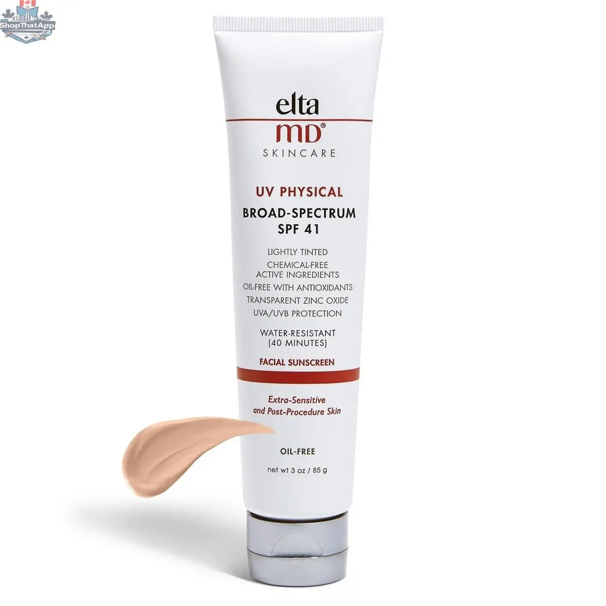 EltaMD UV Physical SPF 41 sunscreen tube with broad-spectrum sun protection, designed for healthy skin.