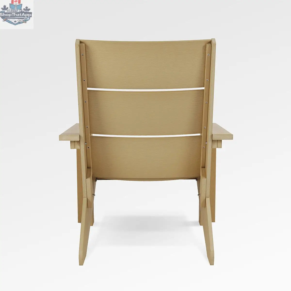 Enclover Acacia Muskoka chair with oak back and Sunbrella cushions, ideal for outdoor comfort and modern patio seating.