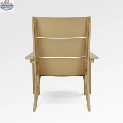 Enclover Acacia Muskoka chair with oak back and Sunbrella cushions, ideal for outdoor comfort and modern patio seating.
