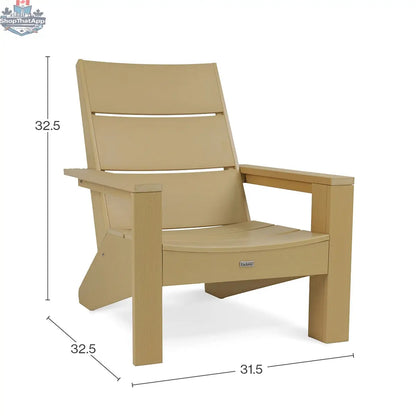 Enclover Acacia Muskoka chair with durable Sunbrella cushions, modern polymer design for outdoor comfort and relaxation.