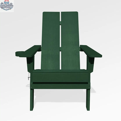 Enclover modern Adirondack folding chair with a stylish 2-panel design, showcasing comfortable outdoor seating in green color.
