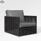 Enclover Chestnut Club Chair with Sunbrella® cushions, featuring a classic design and plush seating for stylish comfort.