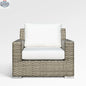 Enclover Jasmine Club Chair with Sunbrella® white canvas cushions, stylish outdoor seating with a modern design.