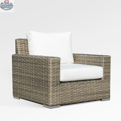 Enclover Jasmine Club Chair with Sunbrella® Canvas White cushions, stylish indoor-outdoor seating with plush white upholstery.