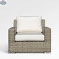 Enclover Jasmine Club Chair with Sunbrella® cushions, featuring a stylish design and bird's eye pattern on the canvas fabric.