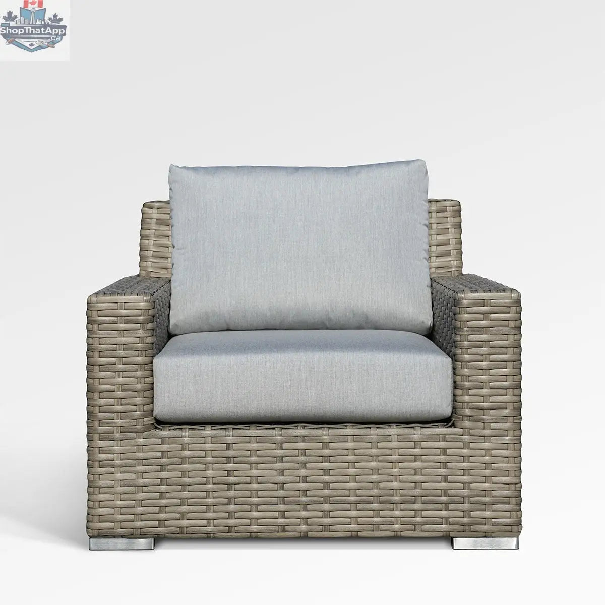 Enclover Jasmine Club Chair with Sunbrella® Canvas Granite cushions, featuring a stylish design and comfortable seating.