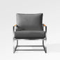 Enclover Acacia Club Chair with Sunbrella Cushions, outdoor chair featuring a stylish slate-colored fabric and wooden frame.