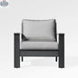 Magnolia black aluminum club chair with Sunbrella® granite cushions, modern outdoor seating by Enclover.