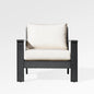 Magnolia black aluminum club chair by Enclover with Sunbrella® cushions and a stylish birds eye pattern fabric.