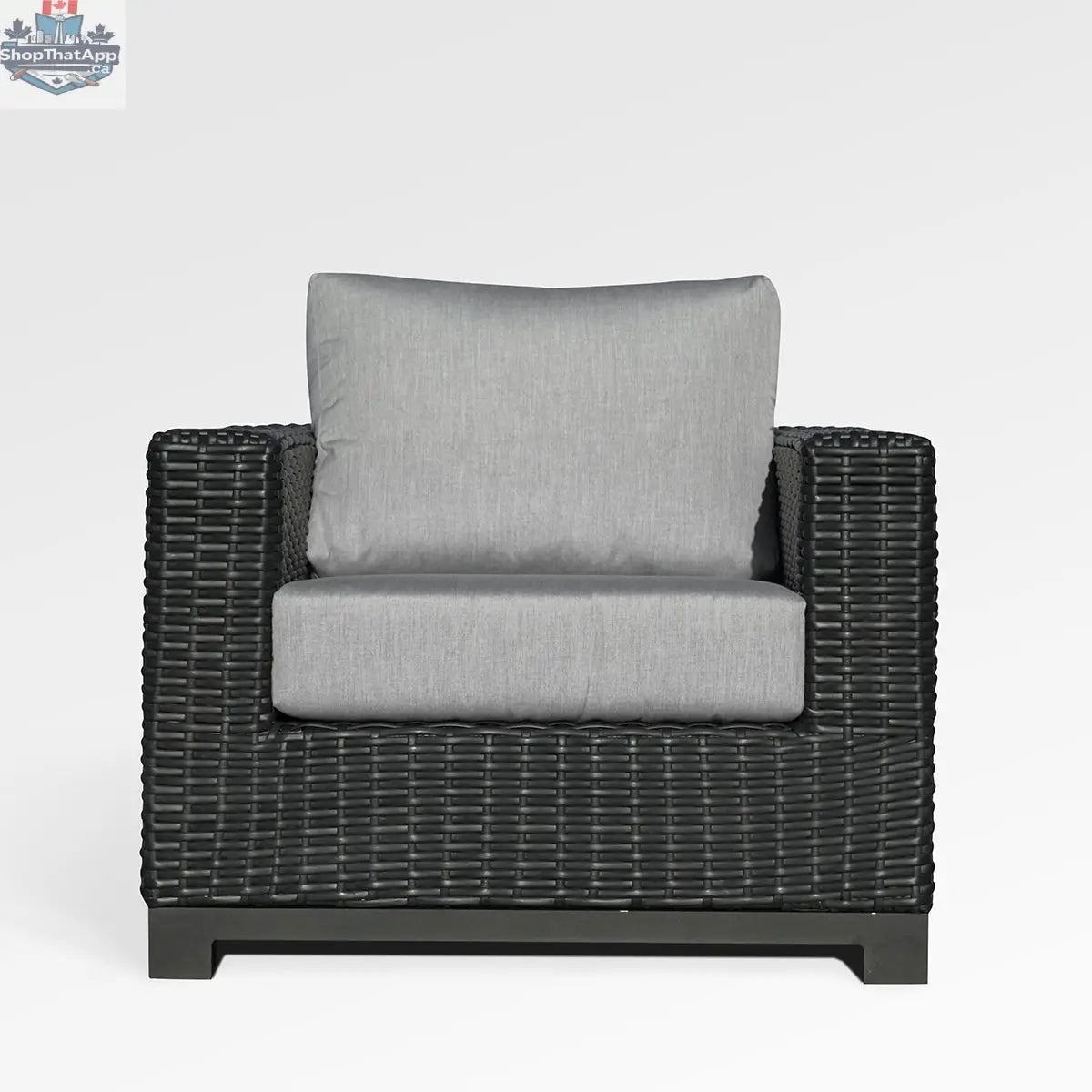 Enclover Trillium lounge chair with sunbrella cushions, featuring a modern design and comfortable seating in a stylish outdoor setting.
