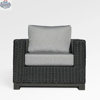Enclover Trillium lounge chair with sunbrella cushions, featuring a modern design and comfortable seating in a stylish outdoor setting.