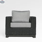 Enclover Trillium lounge chair with sunbrella cushions, featuring a modern design and comfortable seating in a stylish outdoor setting.
