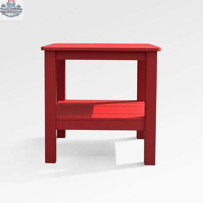 Enclover modern Adirondack end table with a stylish square design, perfect for outdoor spaces, shown from the front view.