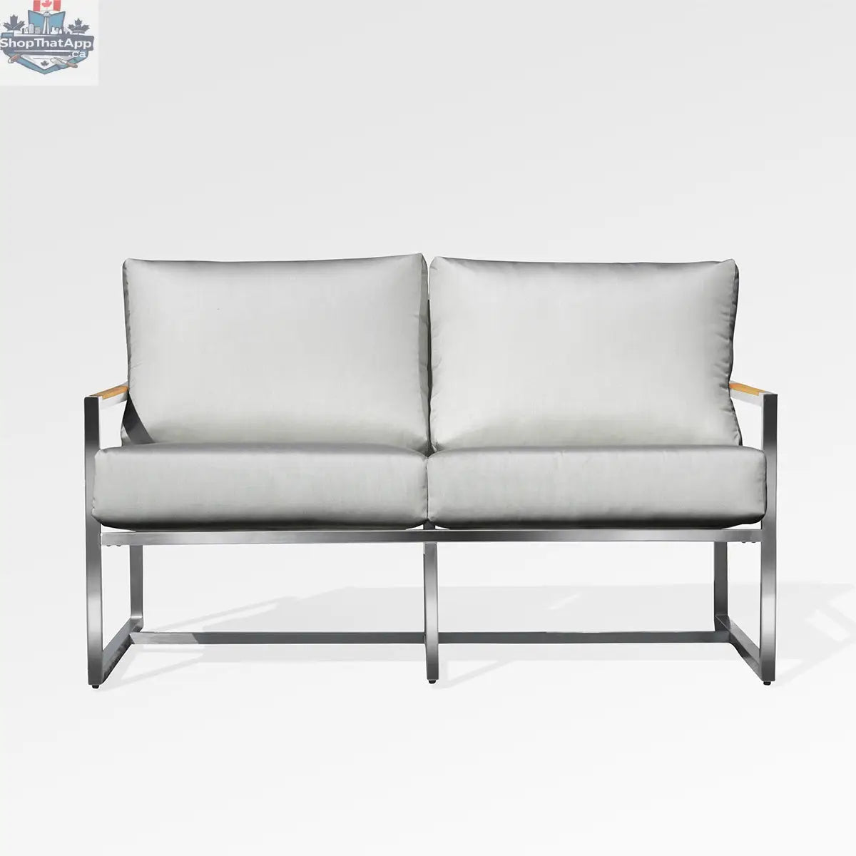 Enclover Acacia loveseat with Sunbrella® cushions, durable frame, and comfortable seating in a natural outdoor setting.