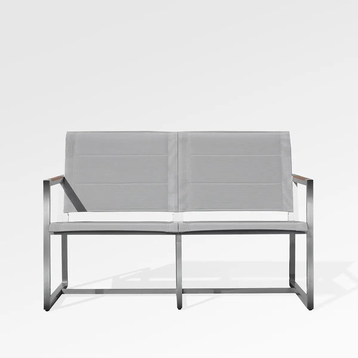 Enclover Pine Sling Loveseat with wooden frame and cushioned seat, showcasing a modern design and comfortable seating.