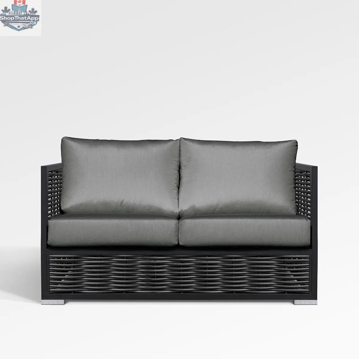 Chestnut Loveseat by Enclover with Sunbrella® cushions, featuring a sturdy frame and plush seating in a cozy, inviting design.