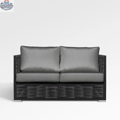 Chestnut Loveseat by Enclover with Sunbrella® cushions, featuring a sturdy frame and plush seating in a cozy, inviting design.
