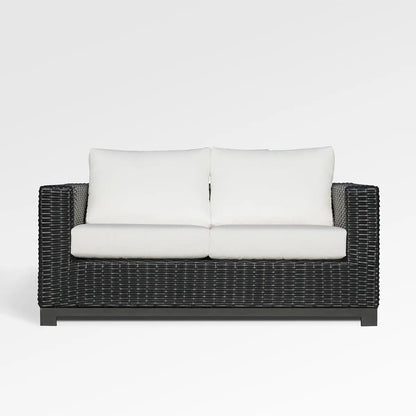 Enclover Trillium loveseat with Sunbrella cushions, stylish outdoor seating with plush comfort and elegant design.