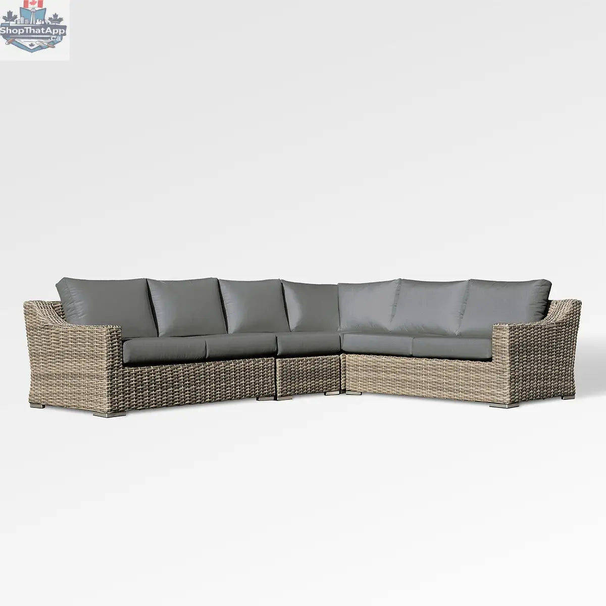 Enclover Tulip sectional sofa with six seats and Sunbrella® cushions, featuring modern design and comfortable seating.