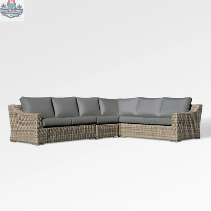 Enclover Tulip sectional sofa with six seats and Sunbrella® cushions, featuring modern design and comfortable seating.