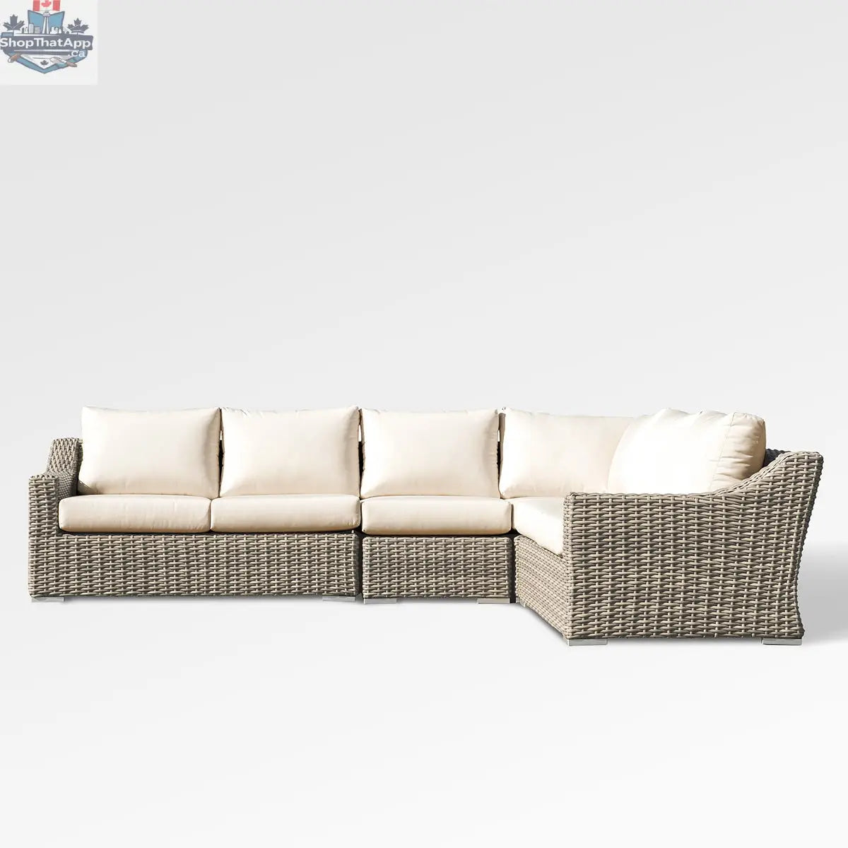 Enclover Tulip sectional sofa with six seats and Sunbrella® cushions, shown from the front view.