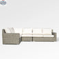 Enclover Jasmine sectional sofa with Sunbrella canvas cushions, showcasing plush seating and stylish design in a modern living room.