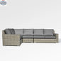Enclover Jasmine sectional sofa with Sunbrella cushions in cast slate, showcasing a stylish and comfortable living room setup.