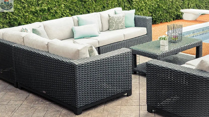 Enclover Trillium 6-seat sectional with durable Sunbrella cushions, outdoor furniture set for comfortable lounging.