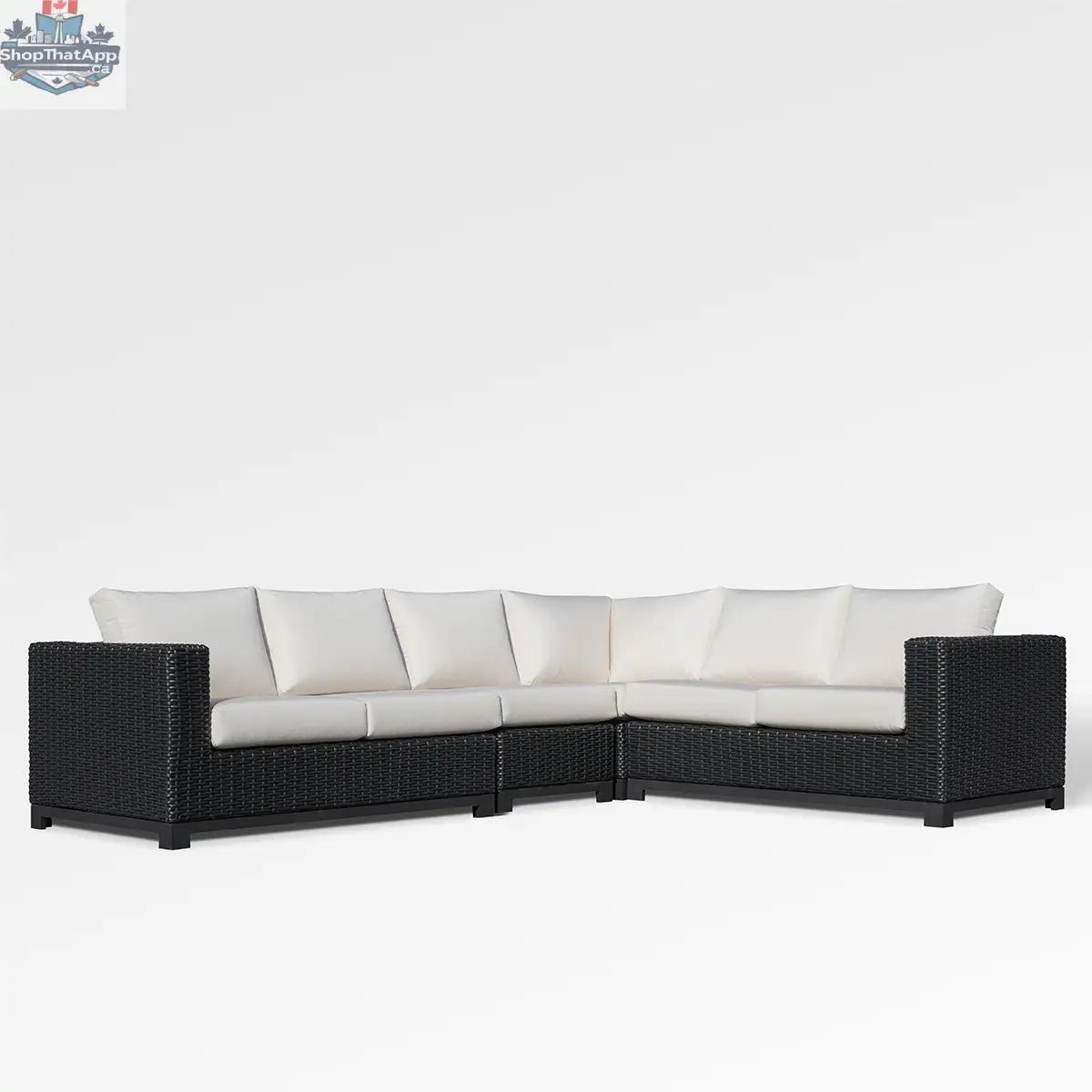 Enclover Trillium 6-seat sectional sofa with durable Sunbrella cushions, showcasing comfortable outdoor seating with plush cushions.