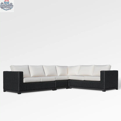 Enclover Trillium 6-seat sectional sofa with durable Sunbrella cushions, showcasing comfortable outdoor seating with plush cushions.