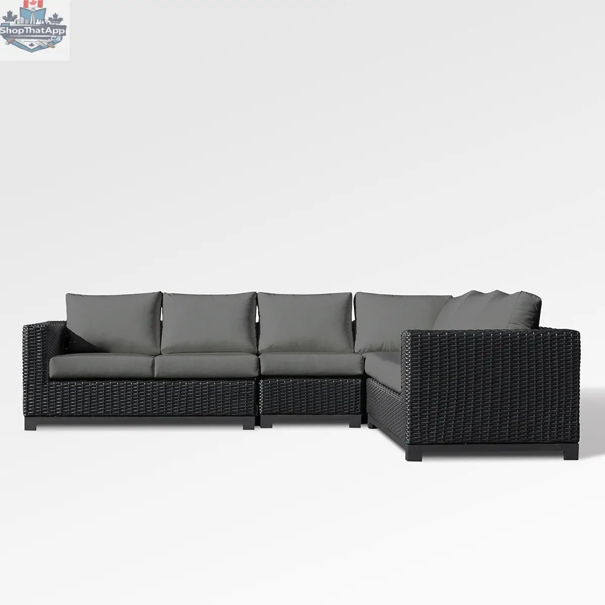 Enclover Trillium 6-seat sectional with sunbrella cushions, showcasing comfortable outdoor seating and durable fabric.