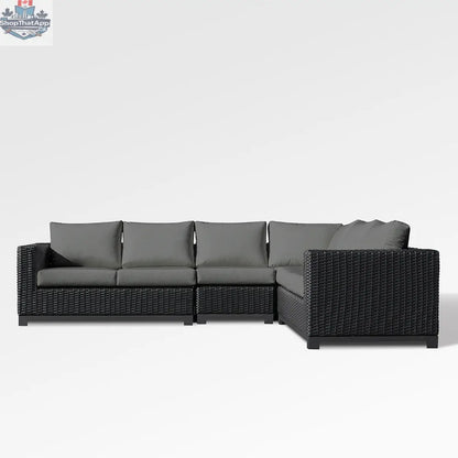 Enclover Trillium 6-seat sectional with sunbrella cushions, showcasing comfortable outdoor seating and durable fabric.