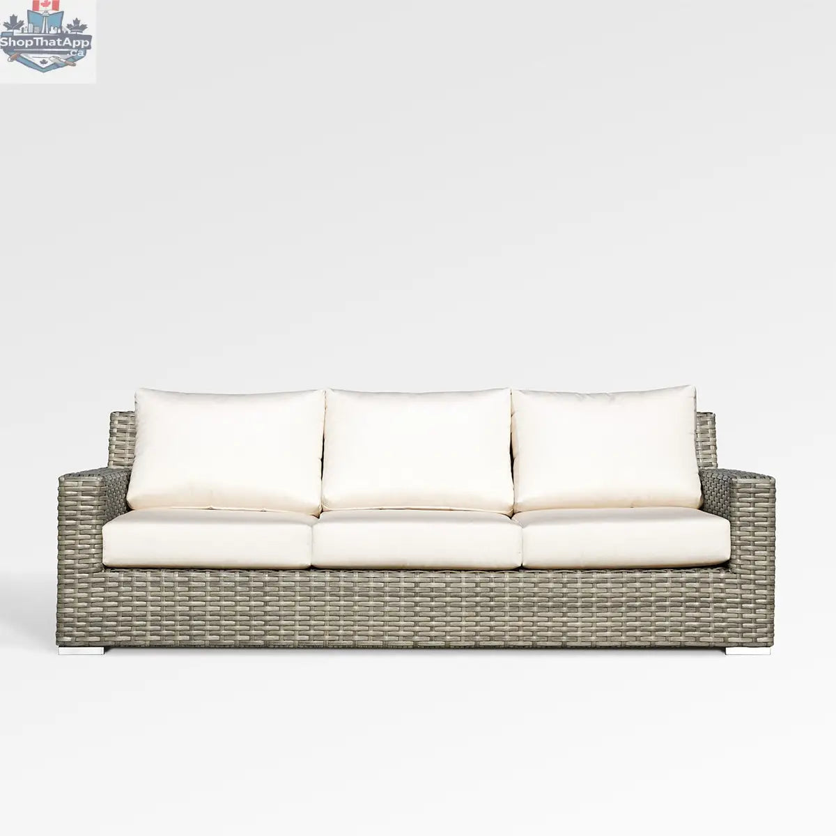 Enclover Jasmine outdoor sofa with Sunbrella cushions, featuring a stylish design and comfortable seating for outdoor living.
