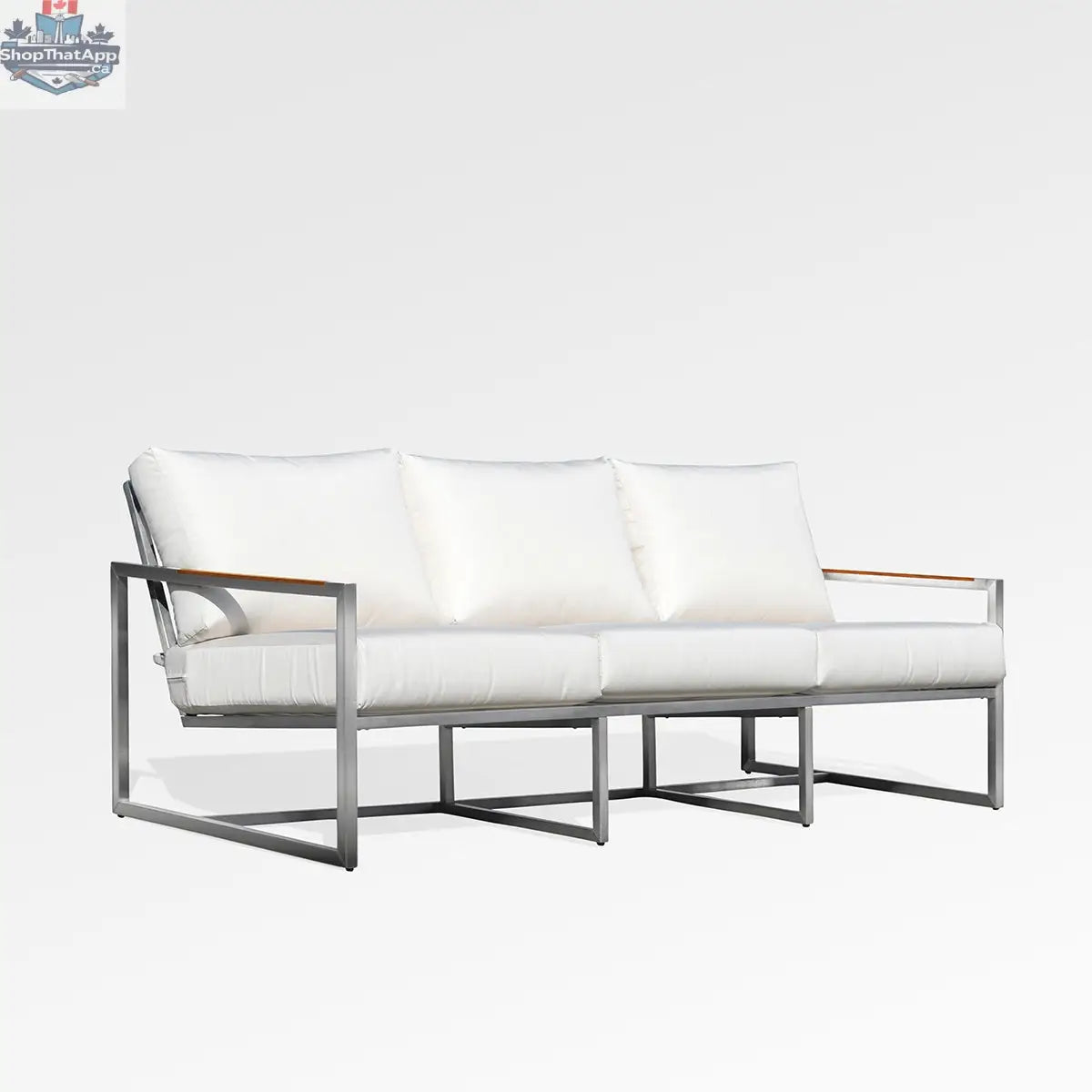 Acacia conversational sofa set by Enclover with Sunbrella® white canvas cushions and stylish outdoor seating.
