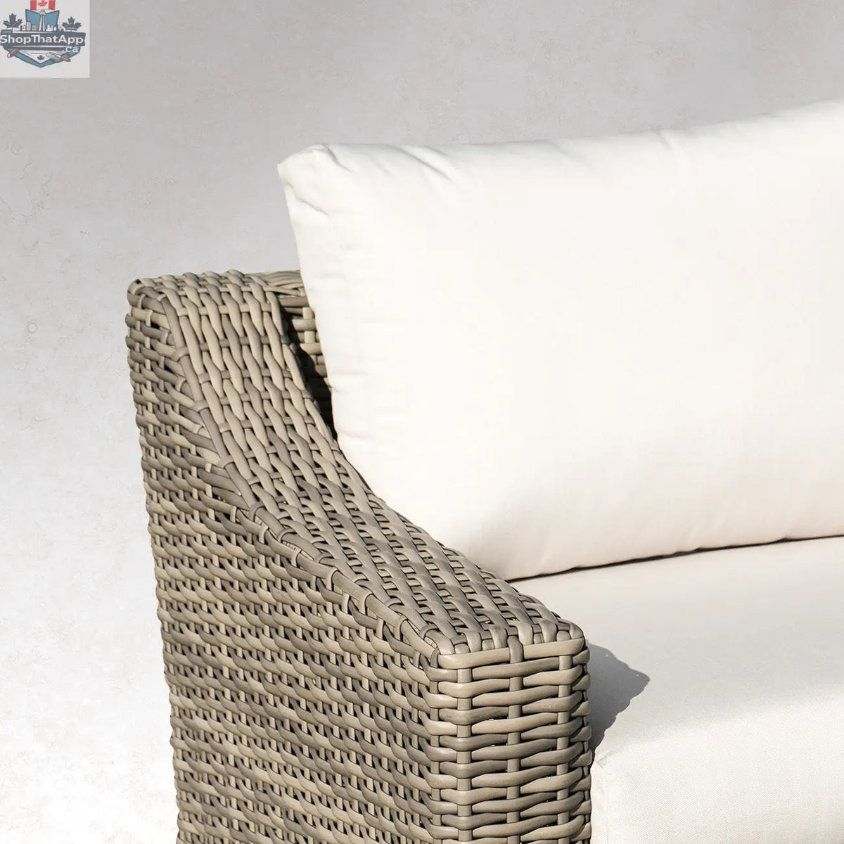 Enclover Tulip outdoor sofa with Sunbrella cushions, showcasing a stylish and comfortable outdoor seating solution.