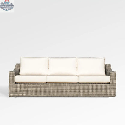 Enclover Tulip outdoor sofa with Sunbrella cushions, featuring a modern design and comfortable seating for garden or patio.
