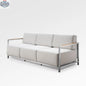 Enclover Acacia Lux sofa with Sunbrella® cushions in cast silver, showcasing a stylish outdoor sofa with plush cushions